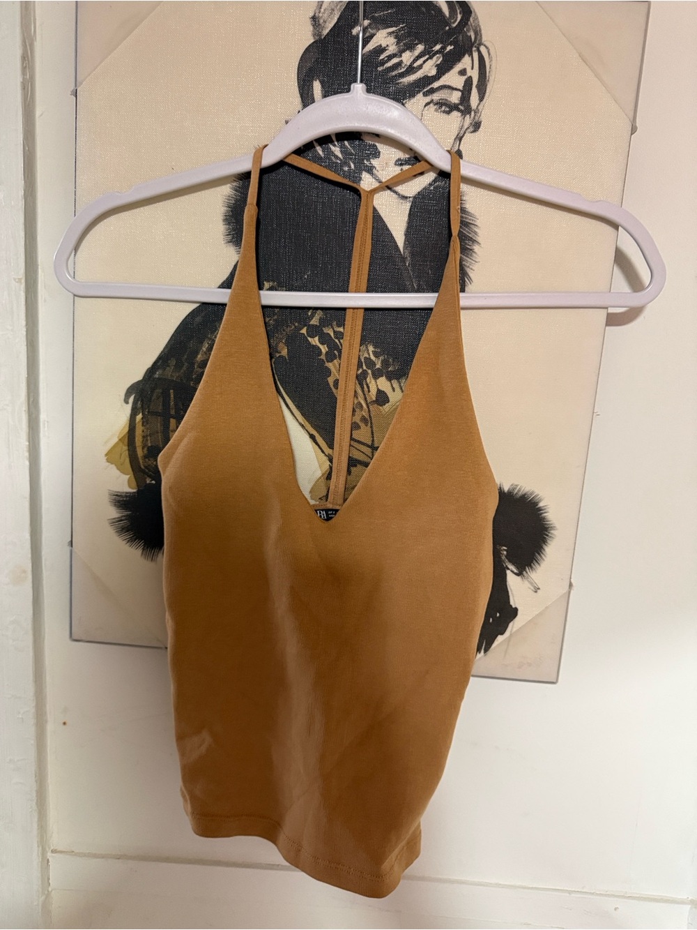 Zara Camel Halter V-Neck Camisole